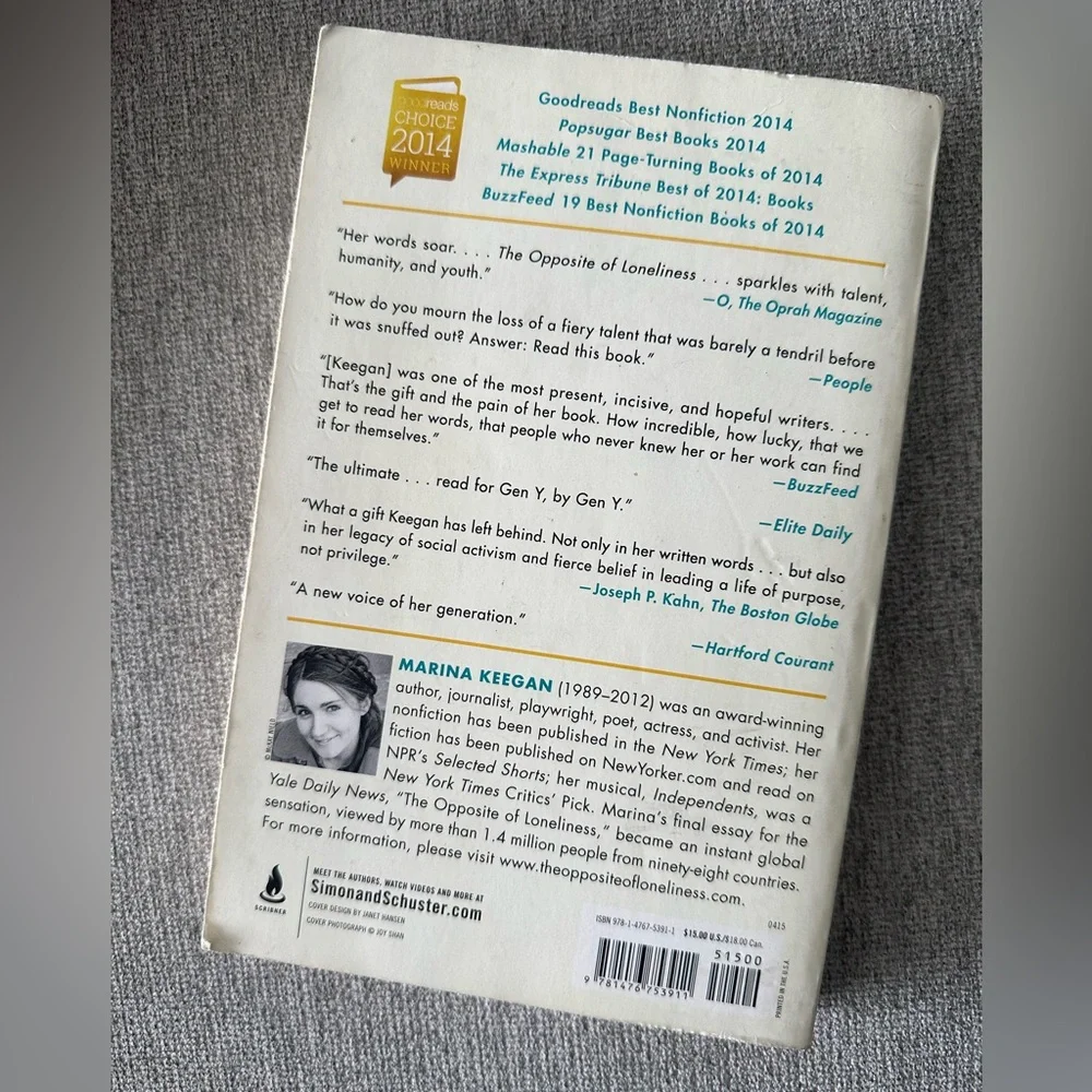 The Opposite of Loneliness. Paperback Book. - Picture 2 of 3